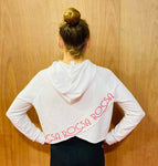 White and Pink Crossed back hoodie