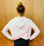 White and Pink Crossed back hoodie