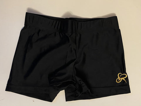 Gold logo Black Lycra shorts